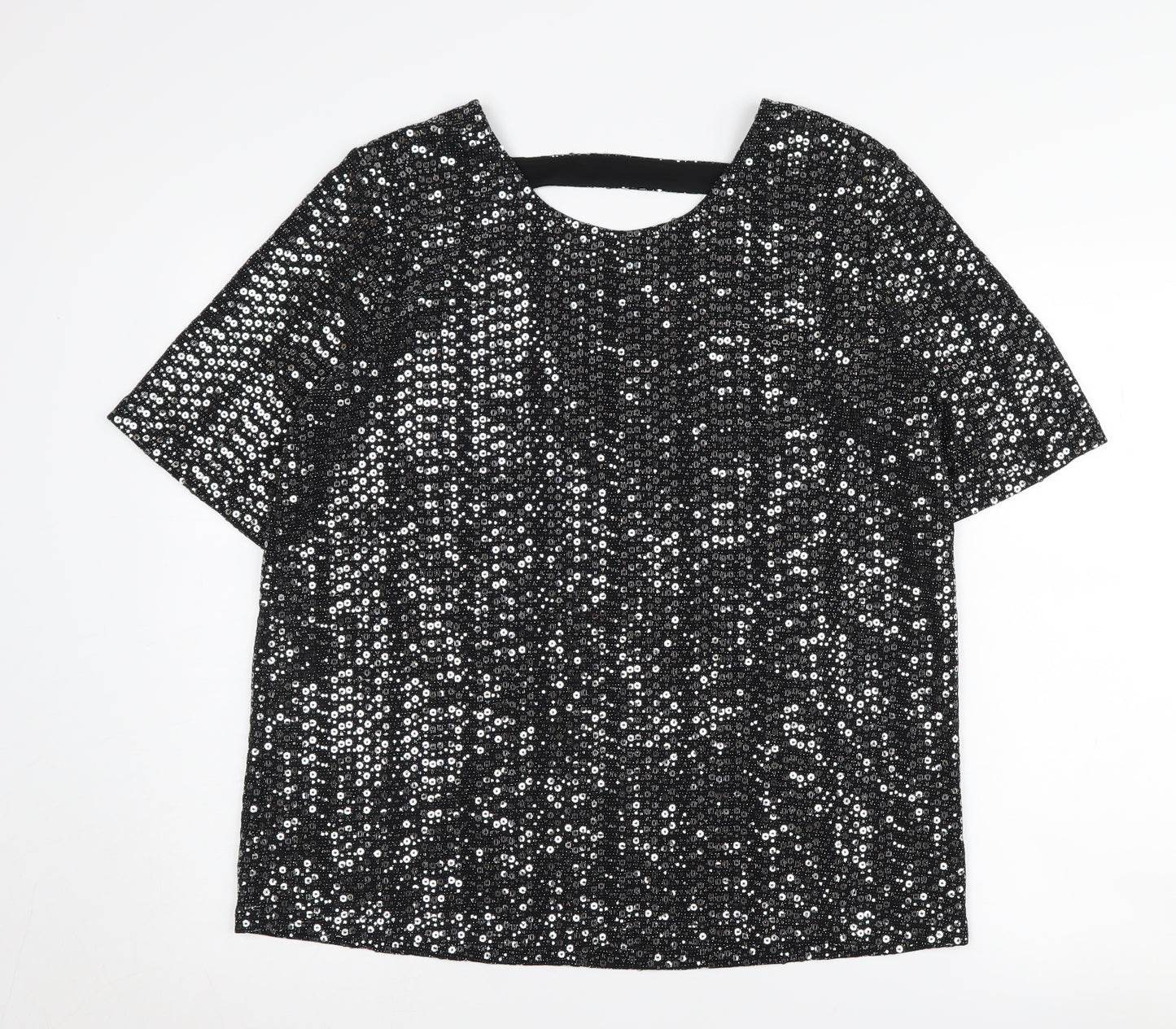 Next Women's Black Sequin T-Shirt Size 16