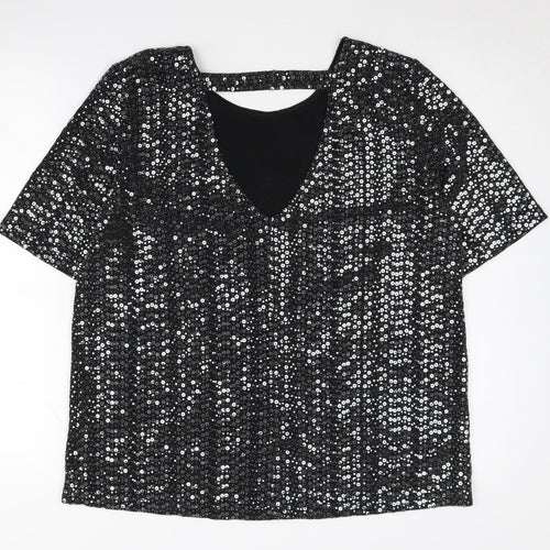 Next Women's Black Sequin T-Shirt Size 16