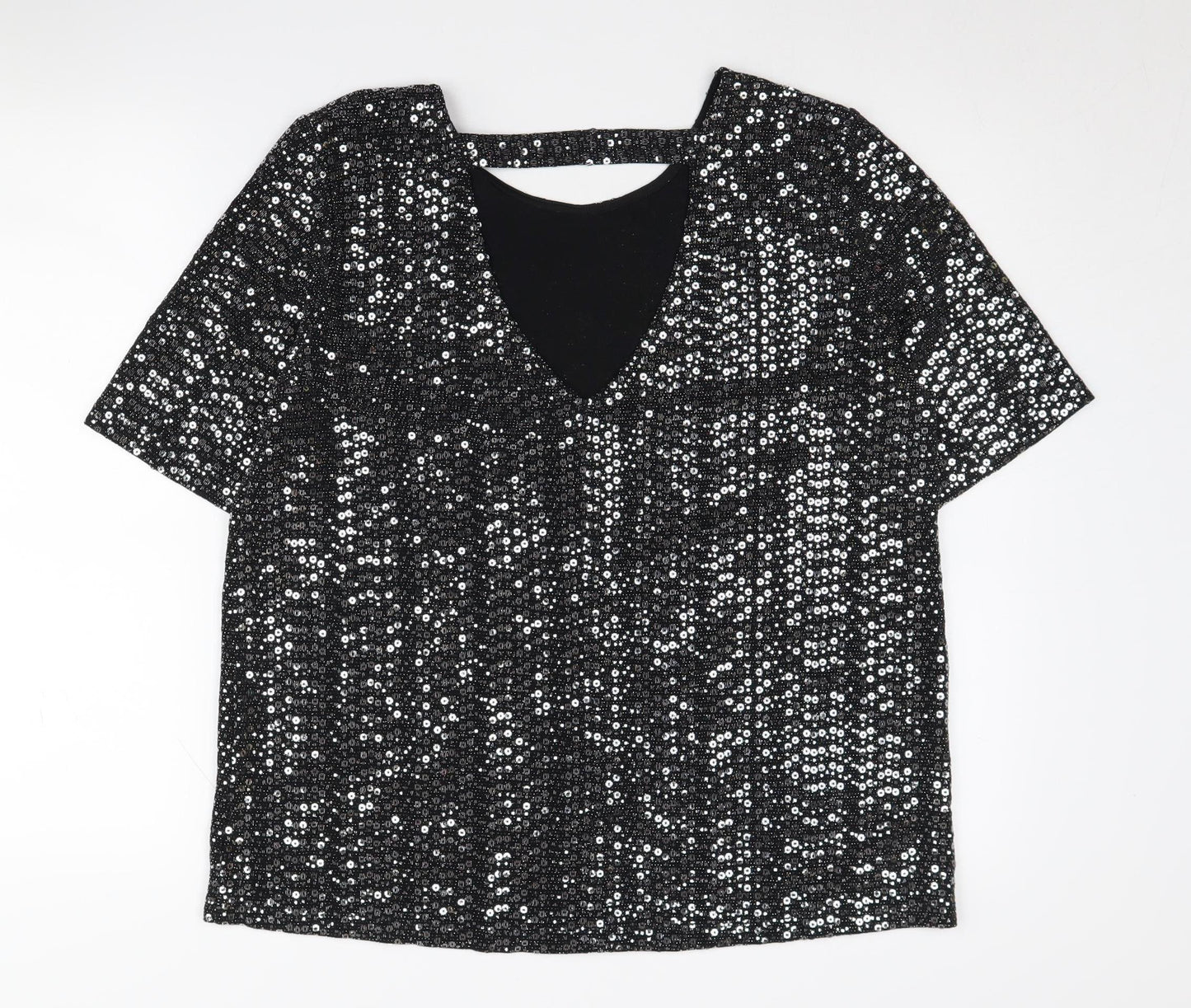Next Women's Black Sequin T-Shirt Size 16