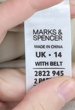 Marks and Spencer Beige Linen Sleeveless Dress Women UK 14