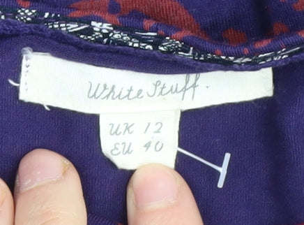 White Stuff Women's Purple Geometric Shift Dress Size 12