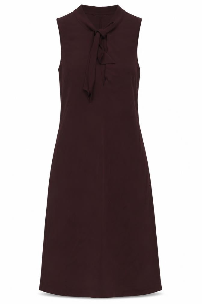 Front view of Turnover Women’s Brown Midi Shift Dress