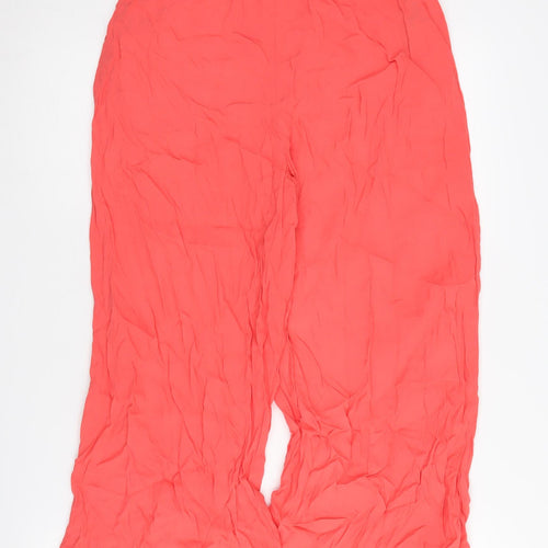MNG Women's Red Wide-Leg Trousers, Size S, Viscose