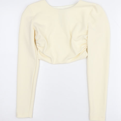 Zara Ivory Cropped Blouse XS Slim Fit Women's
