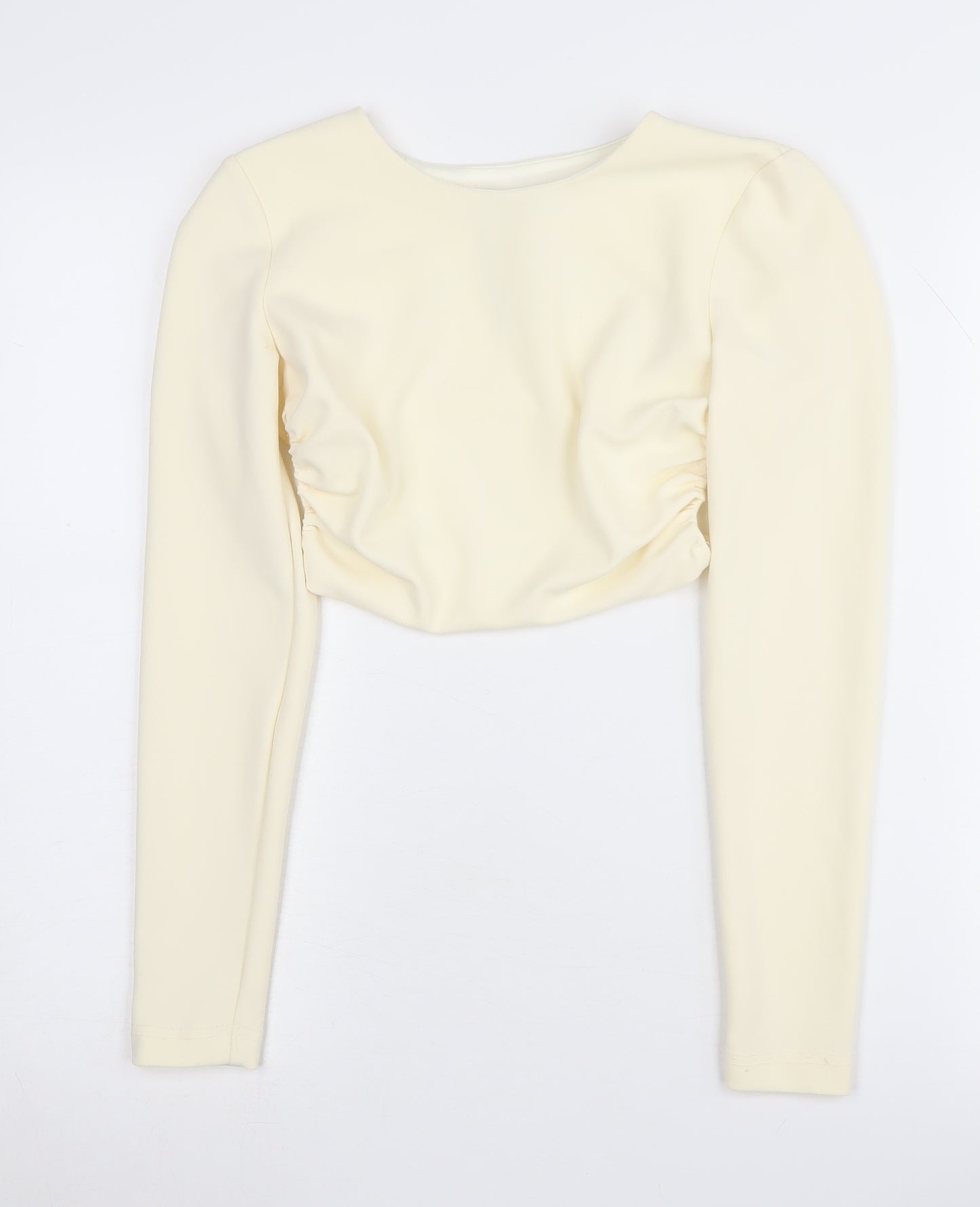 Zara Ivory Cropped Blouse XS Slim Fit Women's
