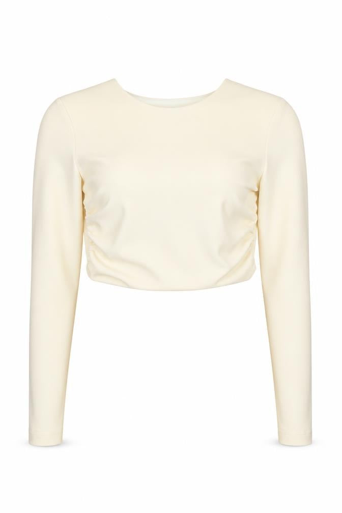 Front view of Zara Ivory Cropped Blouse XS Slim Fit Women's