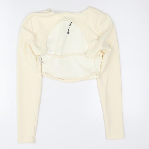 Zara Ivory Cropped Blouse XS Slim Fit Women's