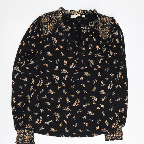 Fat Face Women's Black Floral Blouse Size 8