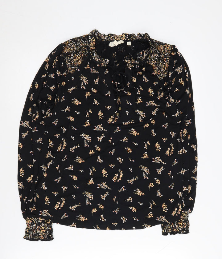 Fat Face Women's Black Floral Blouse Size 8
