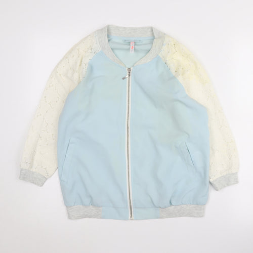 FB Sister Women's Blue Lace Bomber Jacket L