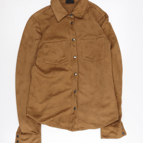 VILA Women's Brown Button-Up Shirt, Size S, Polyester