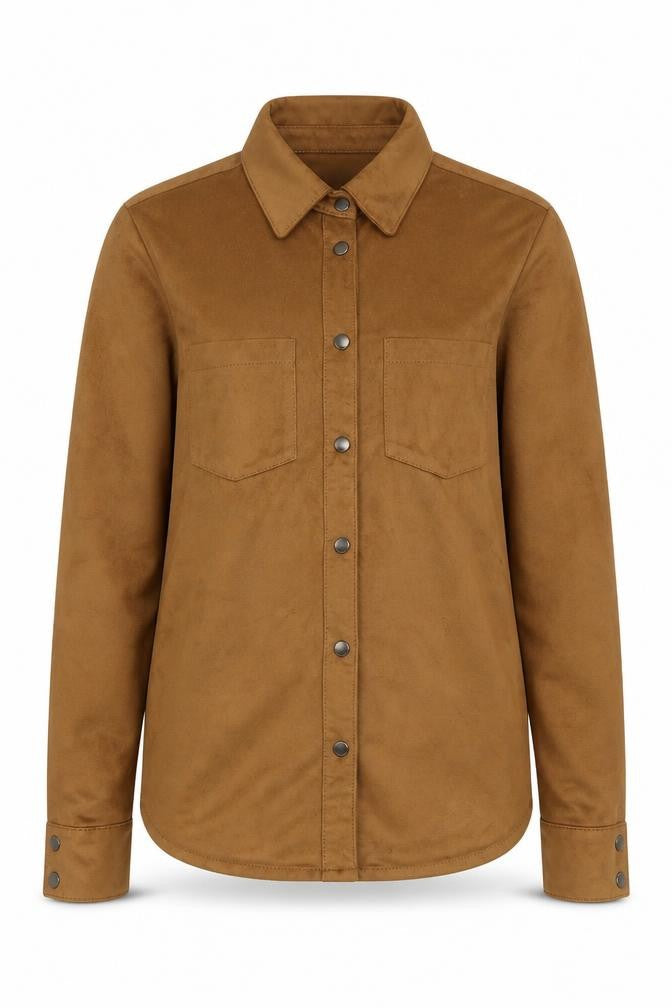 VILA Women's Brown Button-Up Shirt, Size S, Polyester