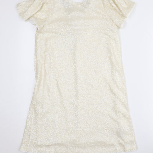 Marks and Spencer Girls Ivory Short Dress 10-11 Years, Sequin, Bow
