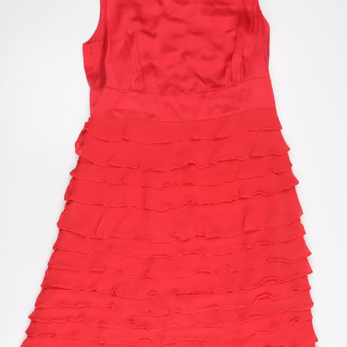 Monsoon Women’s Red Silk A-Line Sleeveless Dress