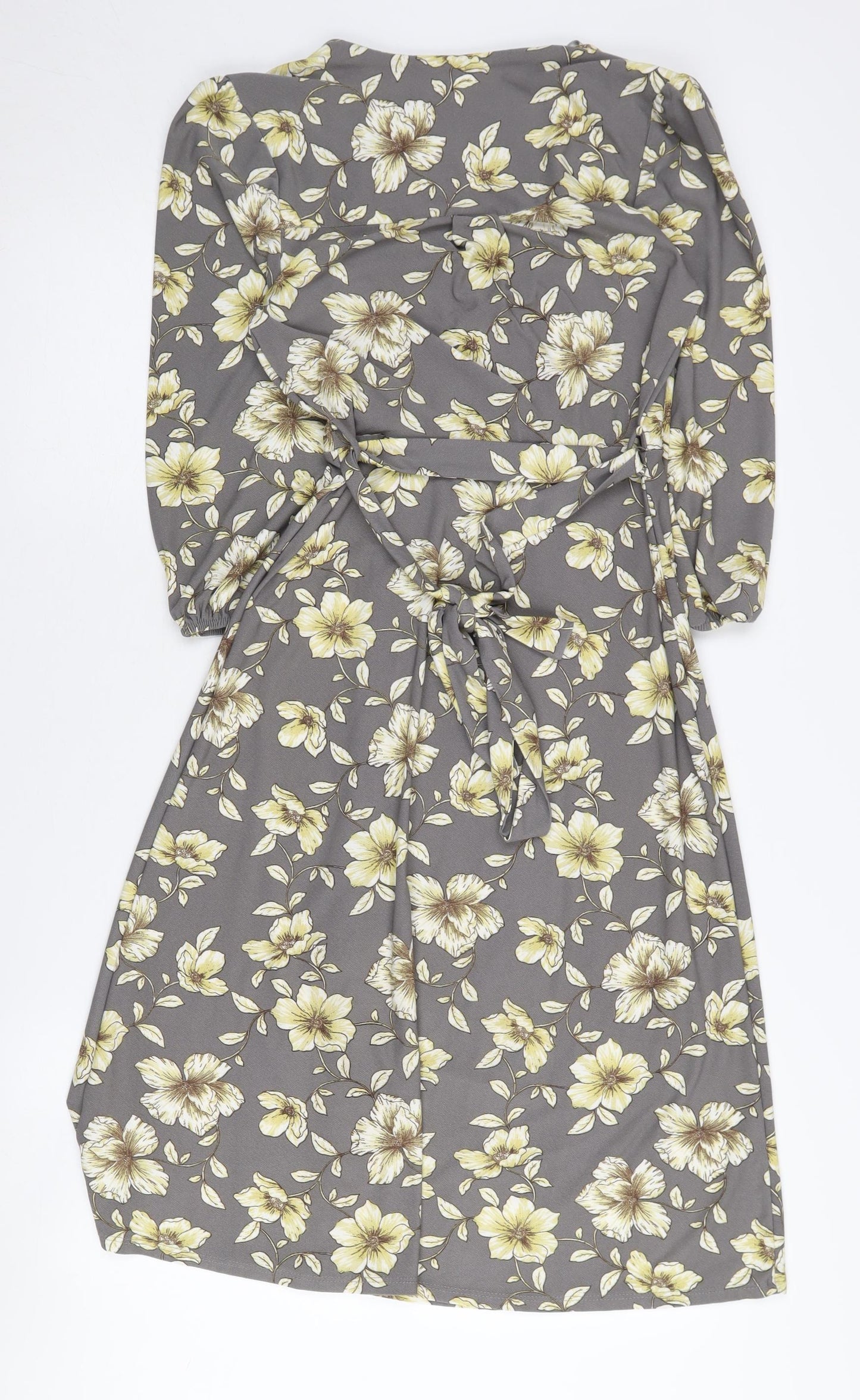 Monteau Women's Grey Floral V-Neck Dress XS