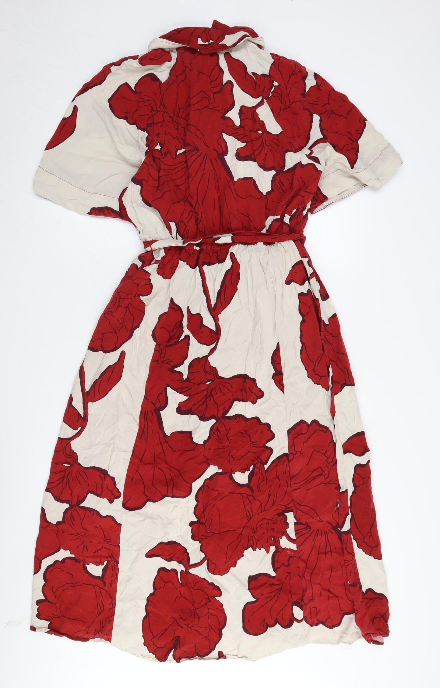 H&M Women's Red Floral Shirt Dress Size L