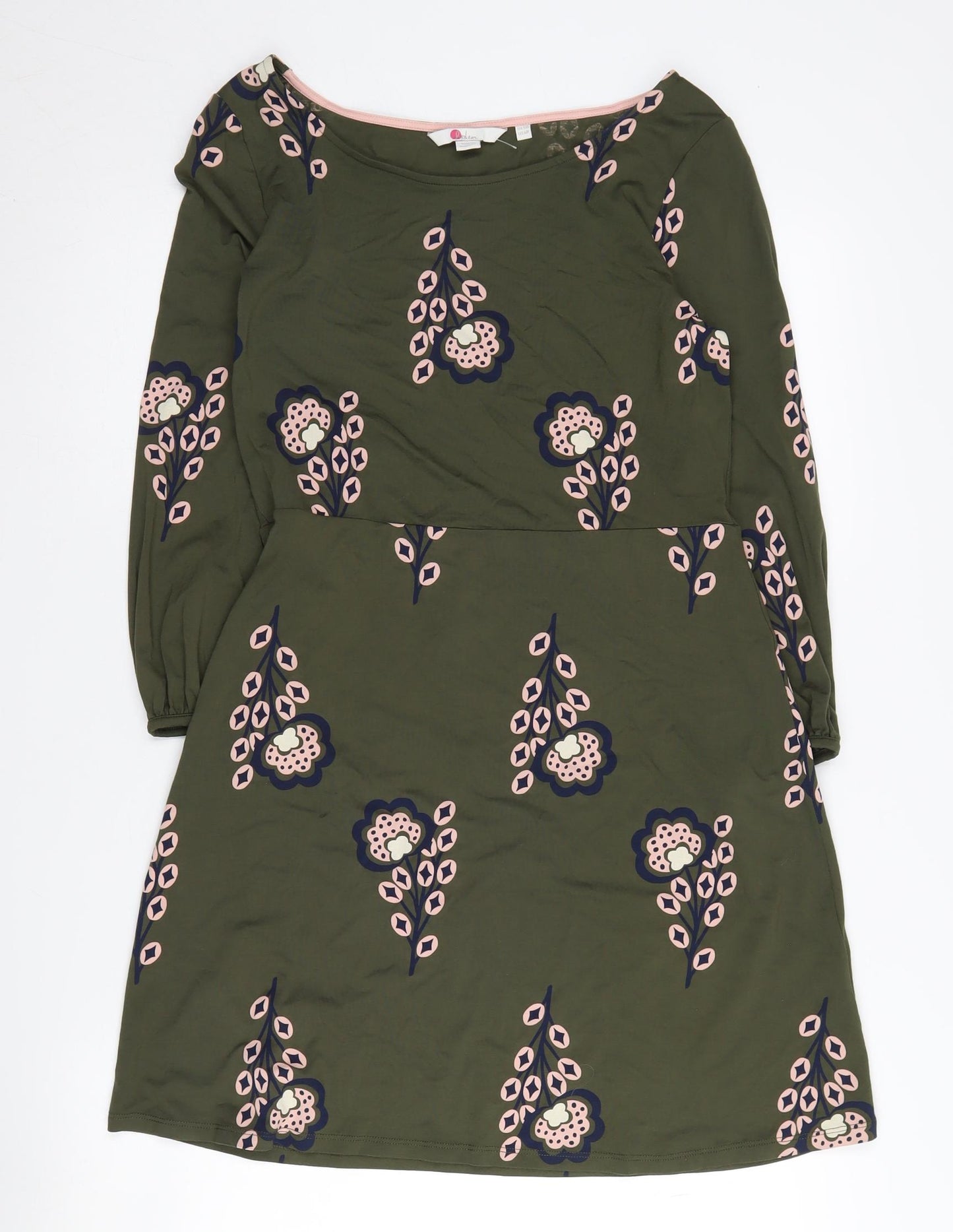 Boden Women's Green Floral Jersey Dress, Size 10