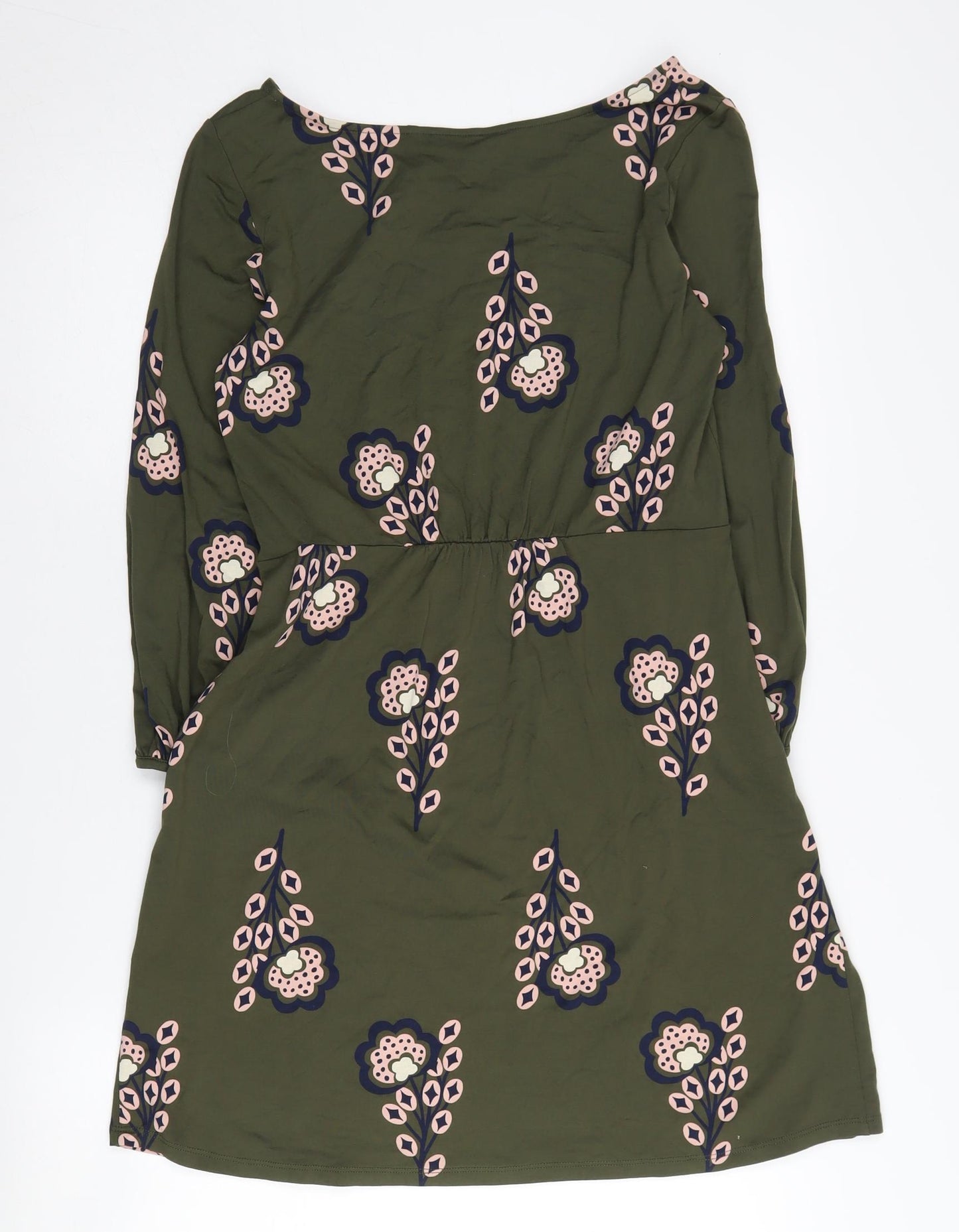 Boden Women's Green Floral Jersey Dress, Size 10