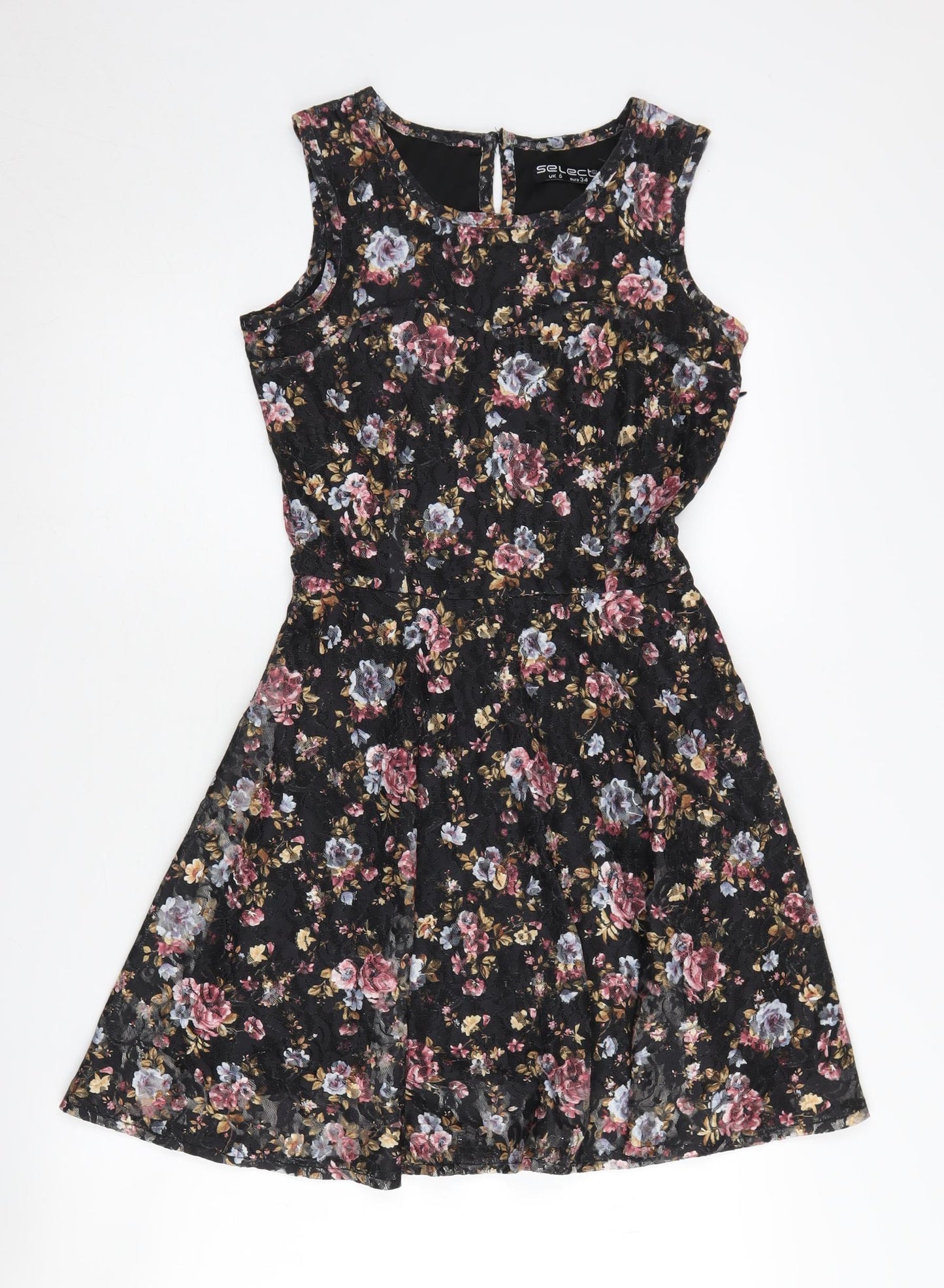 Select Women's Floral Fit & Flare Dress, Size 6, Multicoloured