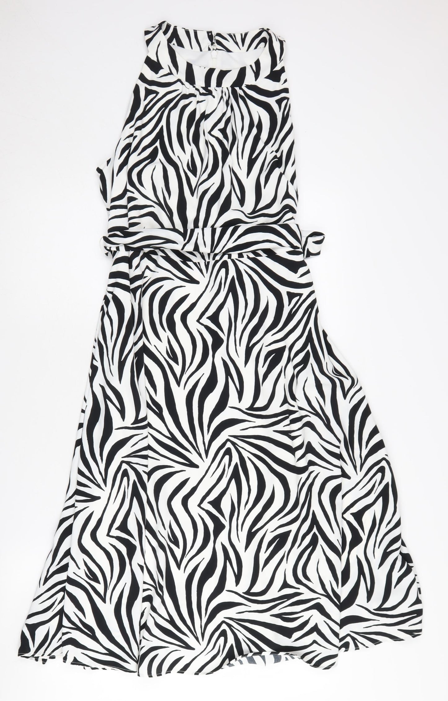 Wallis Women's Black Zebra Print A-Line Dress, Size 14