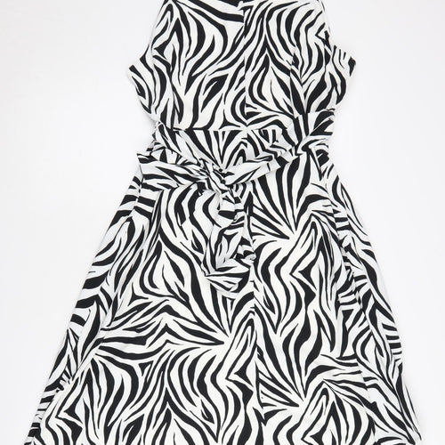 Wallis Women's Black Zebra Print A-Line Dress, Size 14