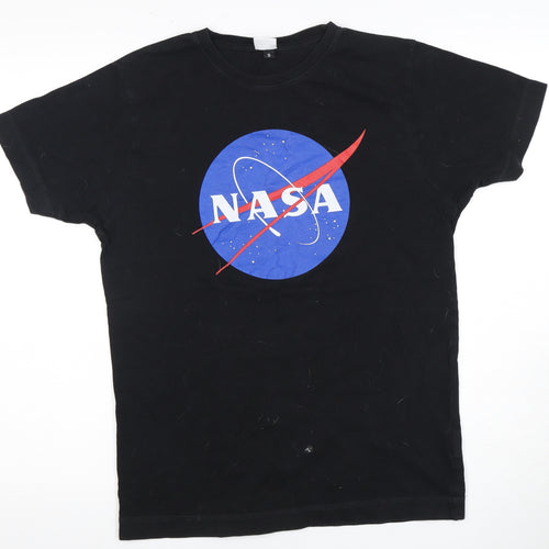 Men's Small Black NASA Graphic T-Shirt, Cotton, Crew Neck, Short Sleeve