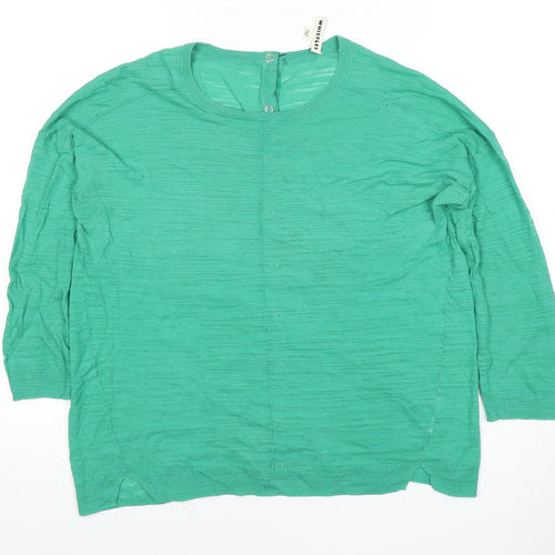 Whistles Women's Green 3/4 Sleeve Button Blouse M