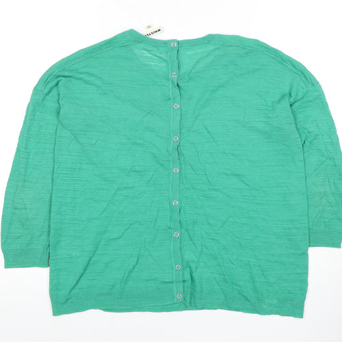 Whistles Women's Green 3/4 Sleeve Button Blouse M