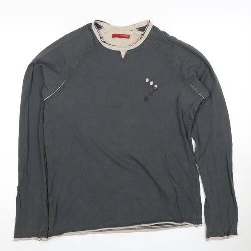 Sonneti Men's Grey Long Sleeve Cotton T-Shirt M