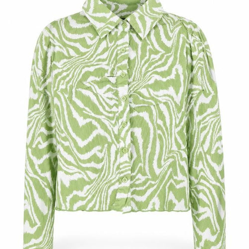 Brave Soul Women's Green Animal Print Button-Up Shirt