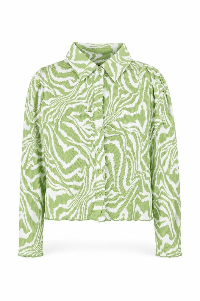 Brave Soul Women's Green Animal Print Button-Up Shirt