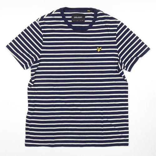 Lyle & Scott Men's Blue Striped T-Shirt, M, Classic Style