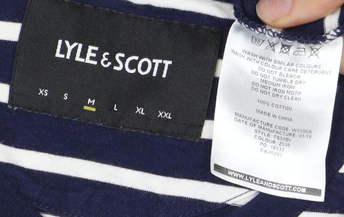 Lyle & Scott Men's Blue Striped T-Shirt, M, Classic Style