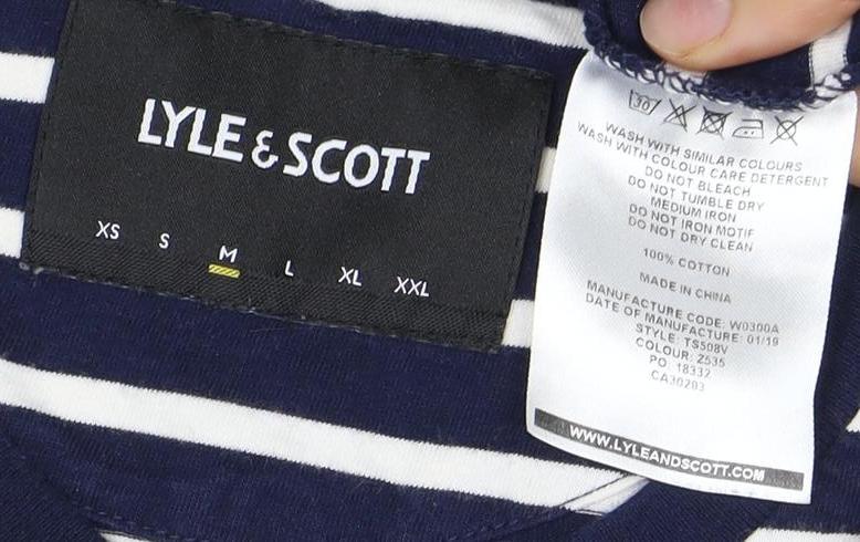 Lyle & Scott Men's Blue Striped T-Shirt, M, Classic Style