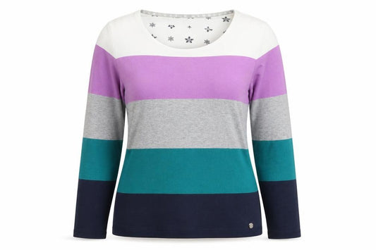 Front view of Maine New England Women's Multicoloured Striped Top, size 12