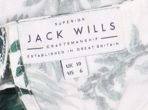 Jack Wills Women's Green Floral Sleeveless Top Size 10