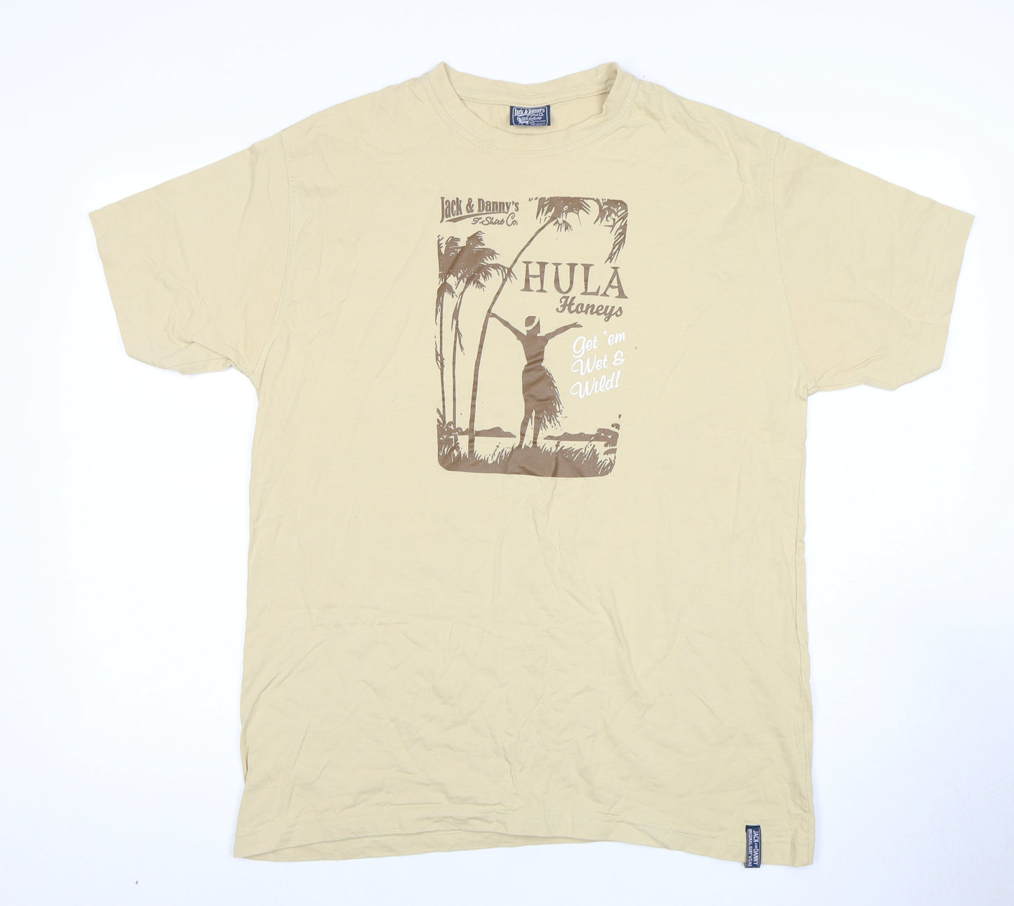 Jack & Danny's Beige XL Beach T-Shirt, Retro Style