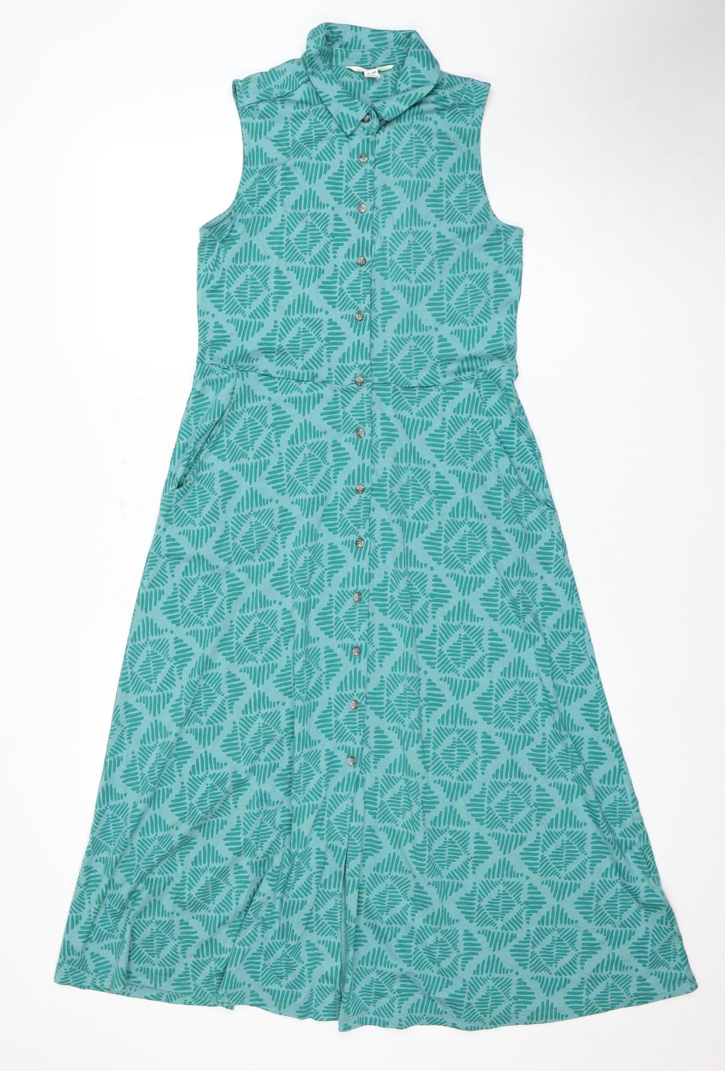 White Stuff Women's Green Geometric Sleeveless Dress