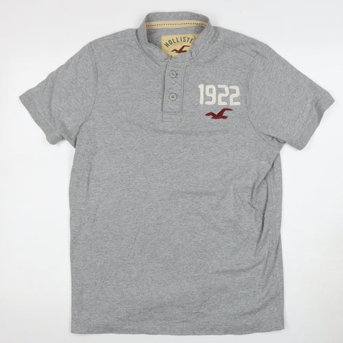 Hollister Men's Grey Polo Shirt L with Logo