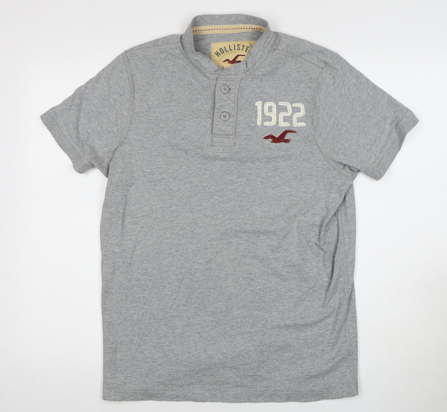 Hollister Men's Grey Polo Shirt L with Logo