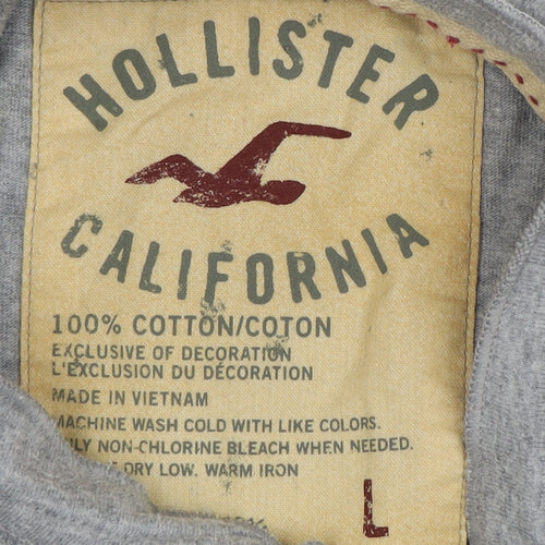 Hollister Men's Grey Polo Shirt L with Logo