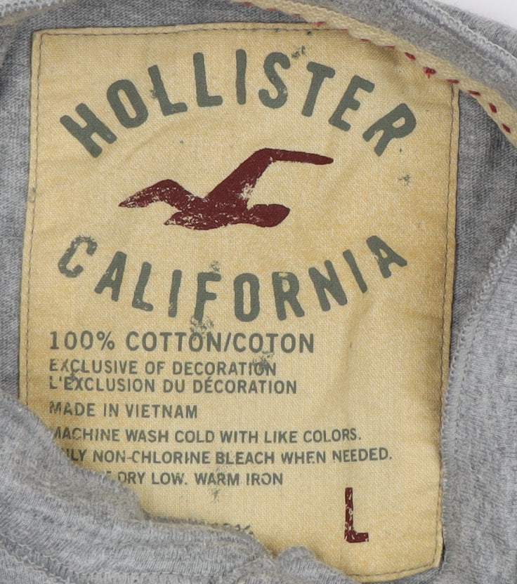 Hollister Men's Grey Polo Shirt L with Logo