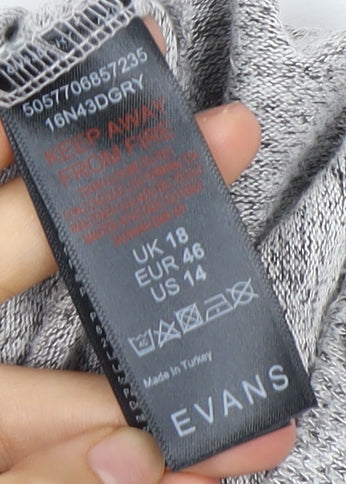 Evans Women's Grey Cardigan Size 18 V-Neck Knit