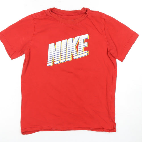 Nike Boys' Red Graphic T-Shirt - Size L, Casual Crew Neck