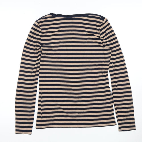 Oasis Women's Beige Striped T-Shirt, Size S
