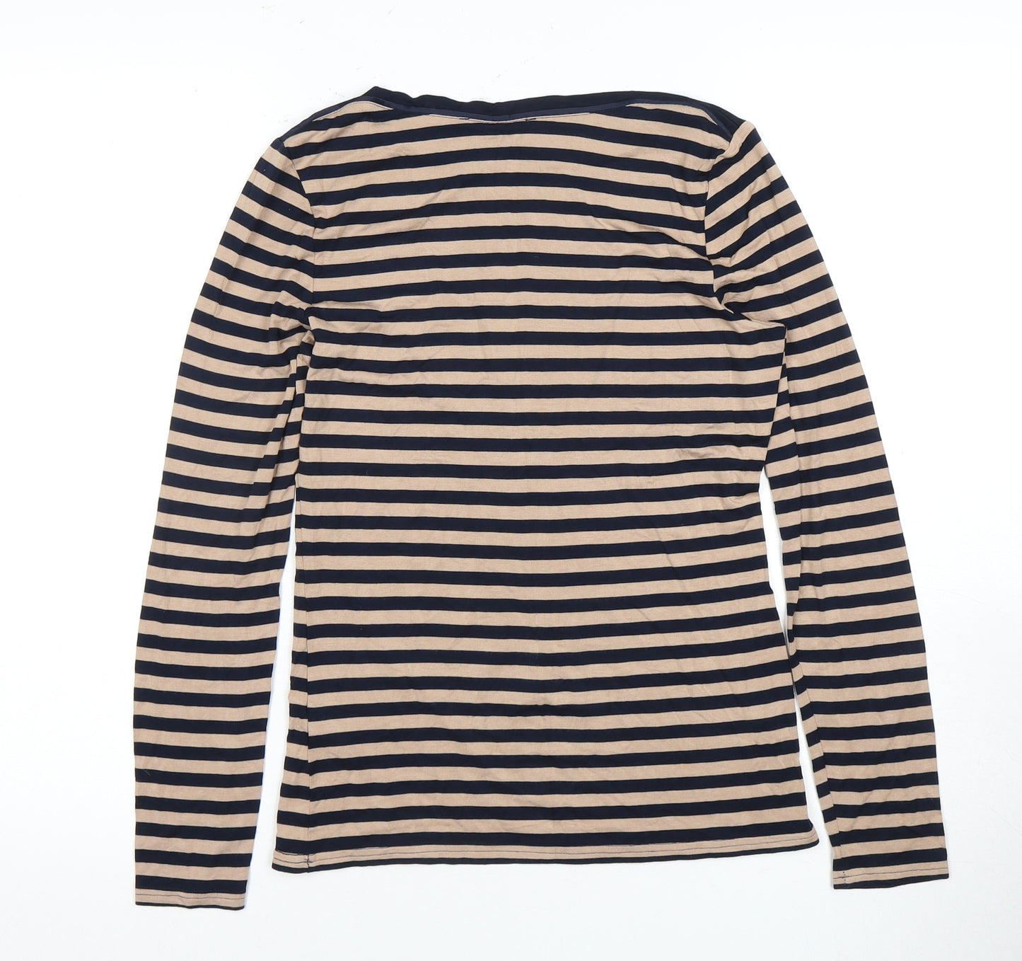 Oasis Women's Beige Striped T-Shirt, Size S