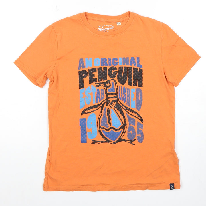Penguin Boys Orange Graphic T-Shirt, Size 10-11 Years