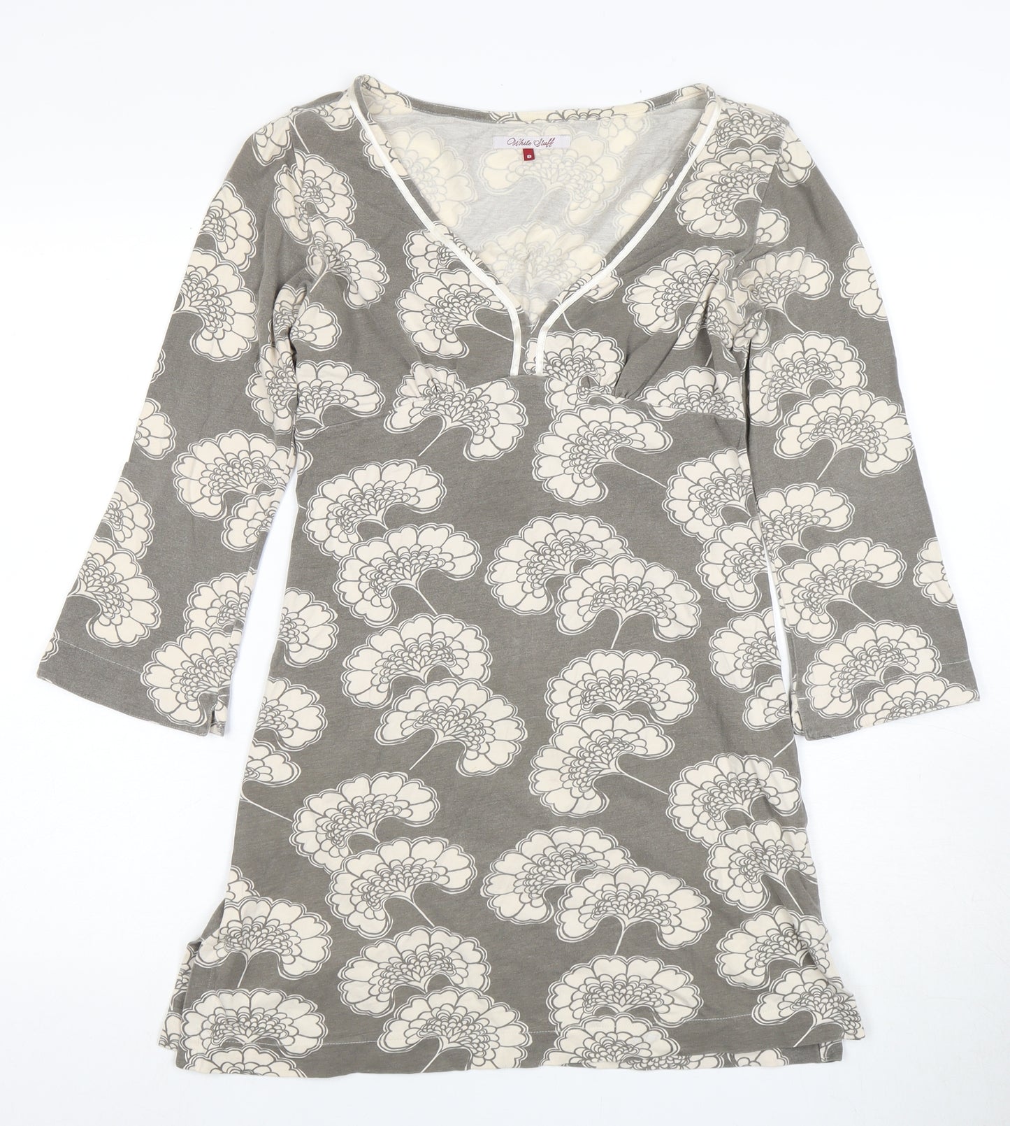 White Stuff Women's Grey Floral Shift Dress Size 8