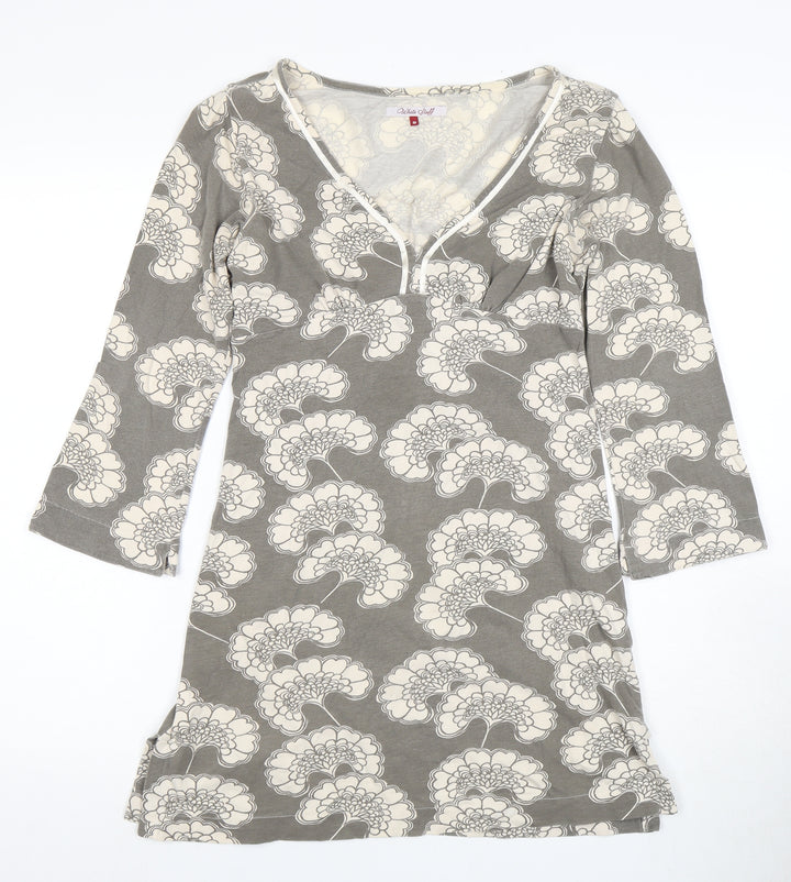 White Stuff Women's Grey Floral Shift Dress Size 8