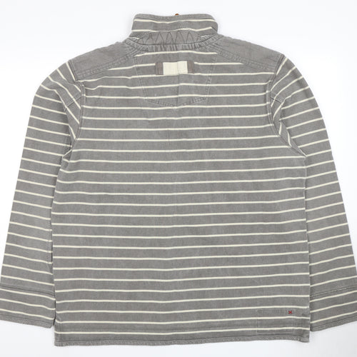 Fat Face Men's Grey Striped 1/4 Zip Sweatshirt L